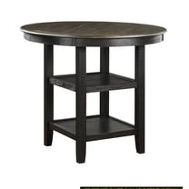 Counter Height Table With 2 Shelves, Transitional, Brown And Black, Dining Room, 4 For Dining, 4 Person Seat