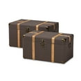 thumbnail image 1 of Baxton Studio Stephen Modern and Contemporary Transitional Dark Brown Fabric Upholstered and Oak Brown Finished 2-Piece Storage Trunk Set, 1 of 6