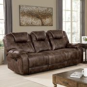 Transitional Dark Brown Leatherette Recliner Sofa FOA CM6216-SF Kennedy