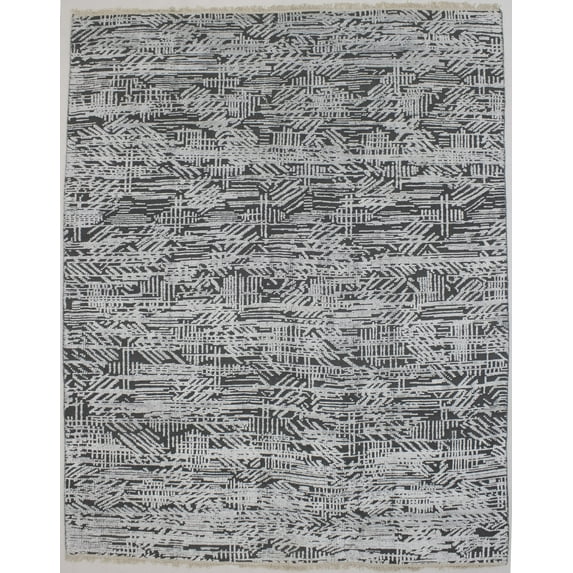 Transitional Dark Grey Art Deco 8X10 Wool Oriental Area Rug Indoor Carpet