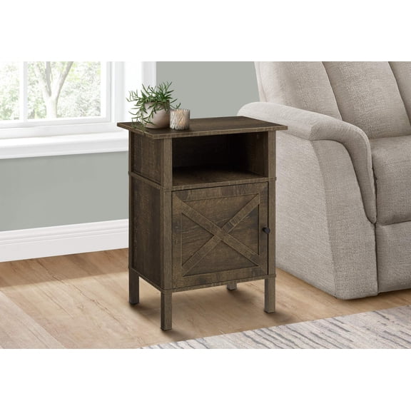 Accent Table, Side Table, End, Living Room, Small, Storage, Dark Oak Laminate, Transitional
