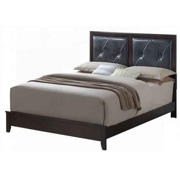 Transitional Design Espresso Bed Offering 52"H, 64"W, and 85"D Dimensions