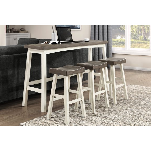 Transitional Design - Table and 3 Stools Set - Family Dining Room - 2-Tone Color Scheme