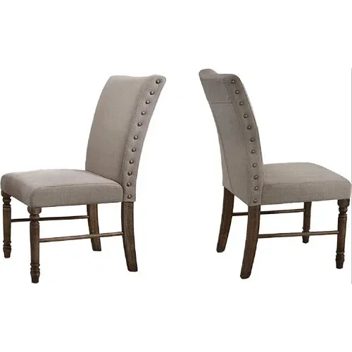 Transitional Dining Chair Set of 4 with Nailhead Accent, Fabric Upholstered Side Chair for Home Kitchen Dining Room
