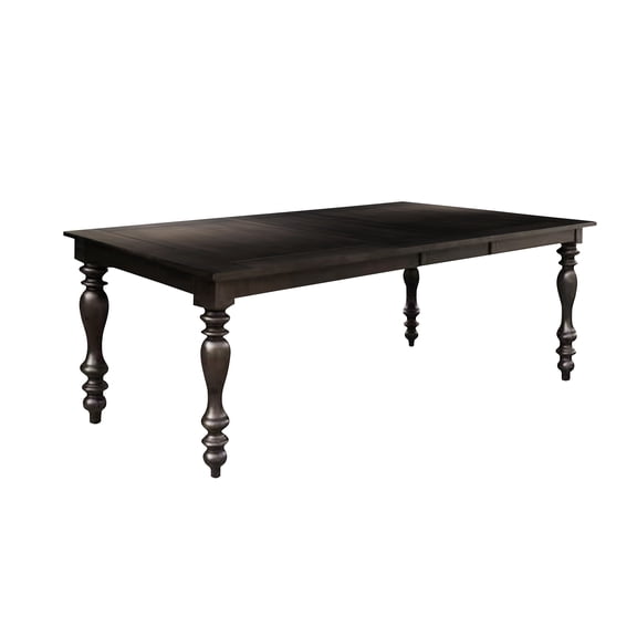Transitional Dining Table, Grayish Brown Finish, Draw Leaf, Birch Veneer, Traditional Style, Seats 6-8