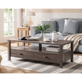 thumbnail image 1 of Transitional Distressed Grey Coffee Table with Two Drawers And Shelf, 1 of 2