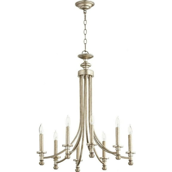 Transitional Eight Light Chandelier-Aged Silver Leaf Finish Bailey Street Home 183-Bel-2534825