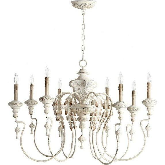 Transitional Eight Light Chandelier-Persian White Finish Bailey Street Home 183-Bel-3401053
