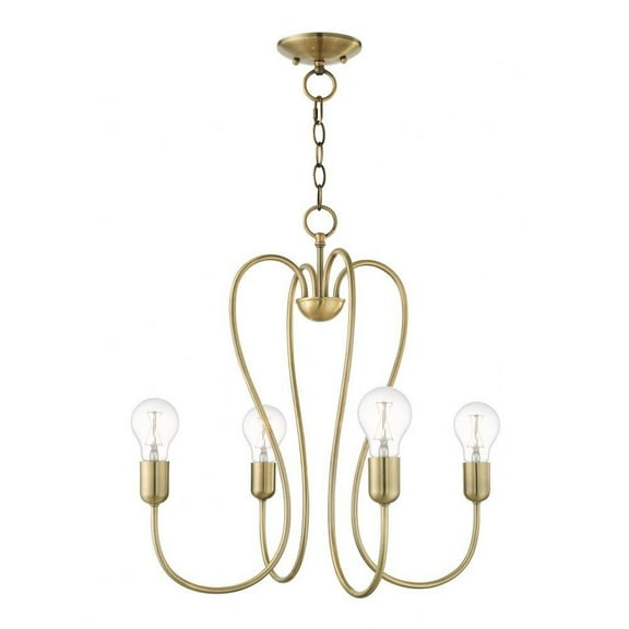 Transitional Four Light Chandelier-Antique Brass Finish Bailey Street Home 218-Bel-4188639