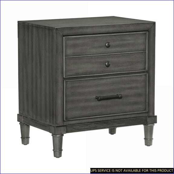 Transitional Gray 2-Drawer Nightstand – Bedroom Storage Furniture