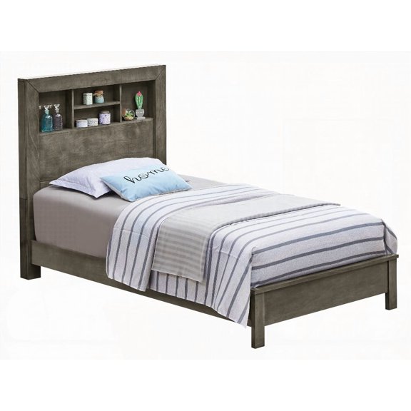 Chic Gray Transitional Bed Measuring 48"H, 43"W, 81"D for Bedroom Decor
