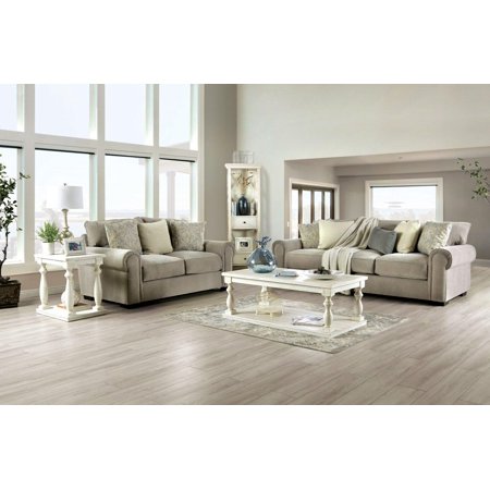 Furniture of America Traditional Chenille Solid Wood Transitional Sofa Gray