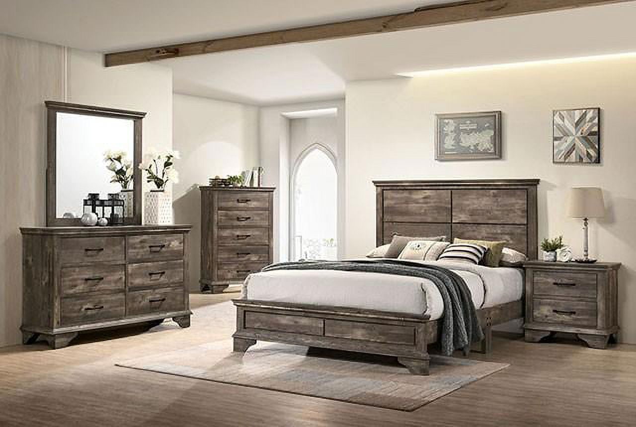 Transitional Gray Solid Wood Queen Bedroom Set 5pcs FOA CM7186 ...