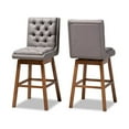 thumbnail image 1 of Transitional Grey Fabric Upholstered and Walnut Brown Finished Wood 2-Piece Swivel Bar Stool Set, 1 of 6
