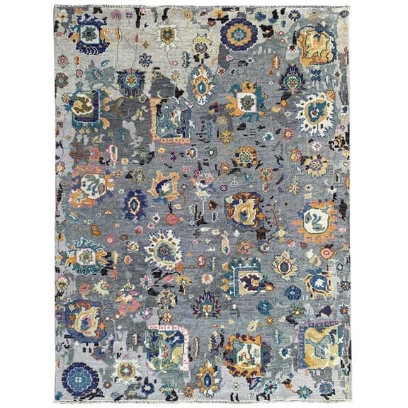 Transitional Heriz Serapi Rug - Gray - 9 x 12 ft. - Handcrafted Wool