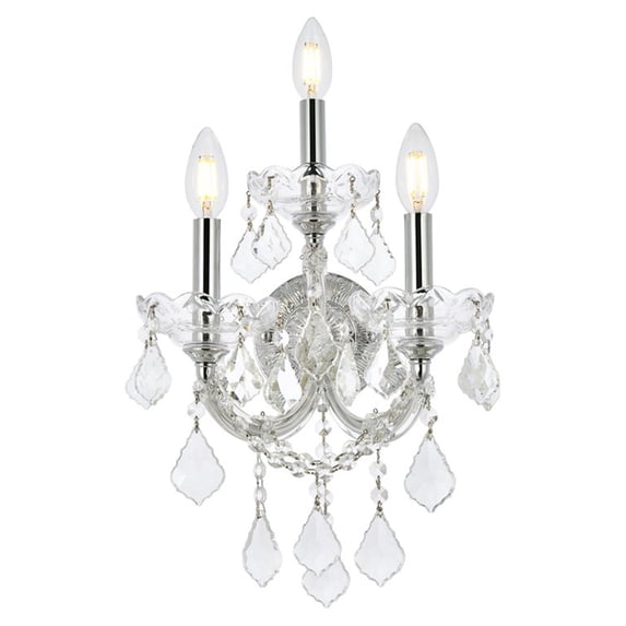 Transitional Home Decorative Steel Maria Theresa 3 Light Wall Sconce Royal Cut Crystal - Chrome