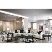 Transitional Ivory & Gray Linen-like Fabric Living Room Set 3pcs FOA Barnett