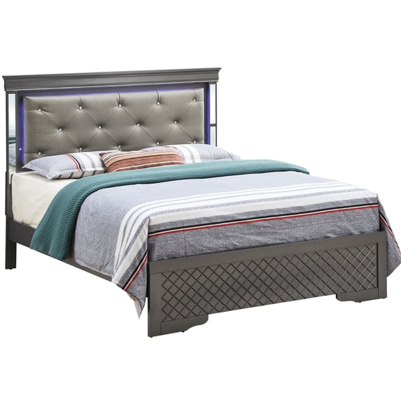 Transitional King Bed in Black/Spacious and Comfortable for Couples