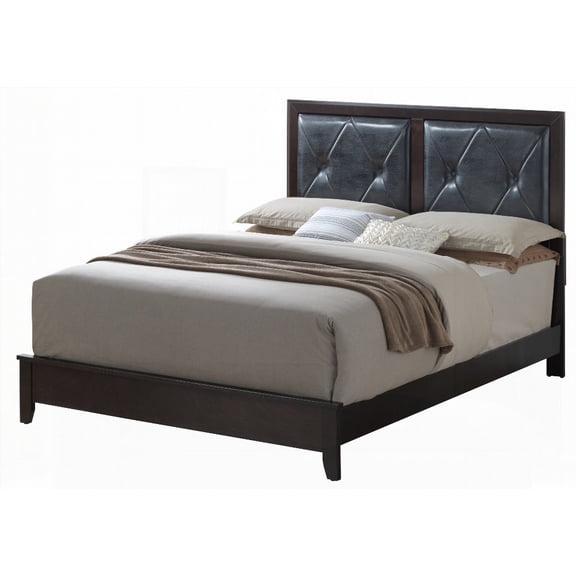 Rich Espresso King Bed in Transitional Style and 52"H x 80"W x 85"D Dimensions
