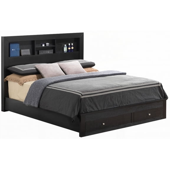 Black King Storage Bed in Transitional Style with 48"H x 80"W x 87"D