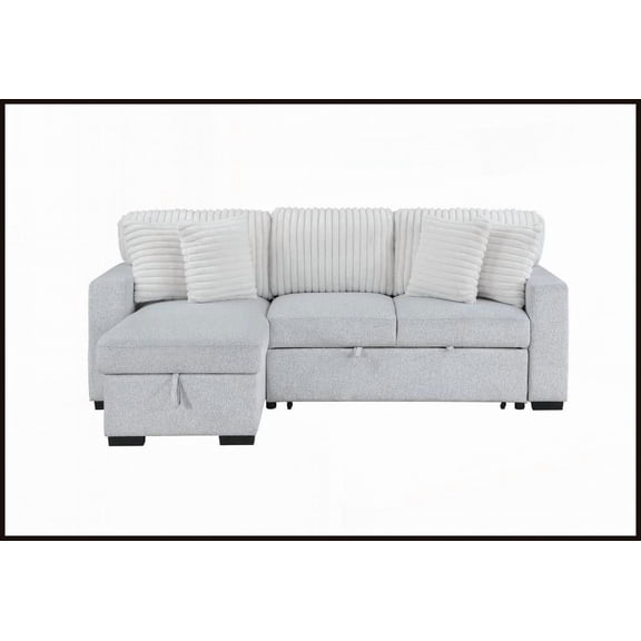 Transitional Light Grey/White Reversible Pull-Out Sofa Bed for Living & Bedroom