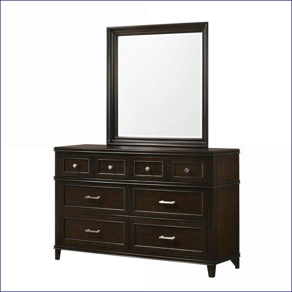 Transitional Merlot 6-Drawer Dresser | Solid Wood+MDF | Mahogany