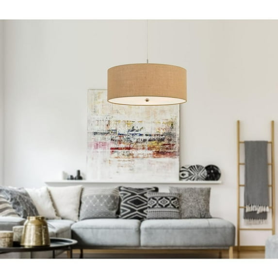 Transitional Modern 60W X 3 Addison Drum Pendant Fixture. Dia:24"