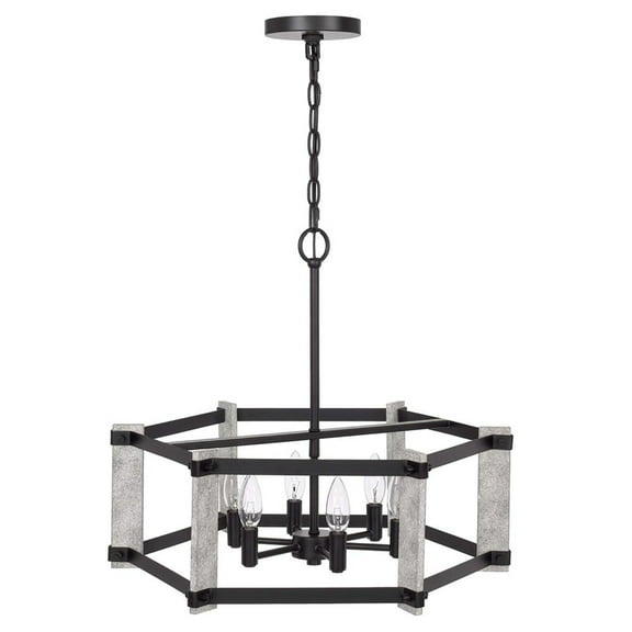Transitional Modern 60W X 6 Rutland Hammered Metal Chandelier