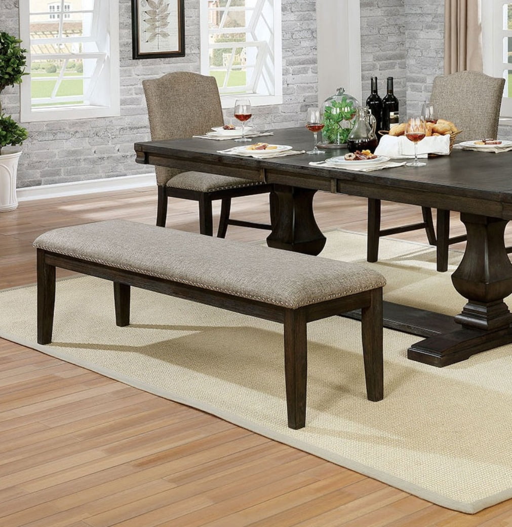 Transition Bench Transitional Modern Style Espresso Frame 1pc Bench Padded Seat Back ...