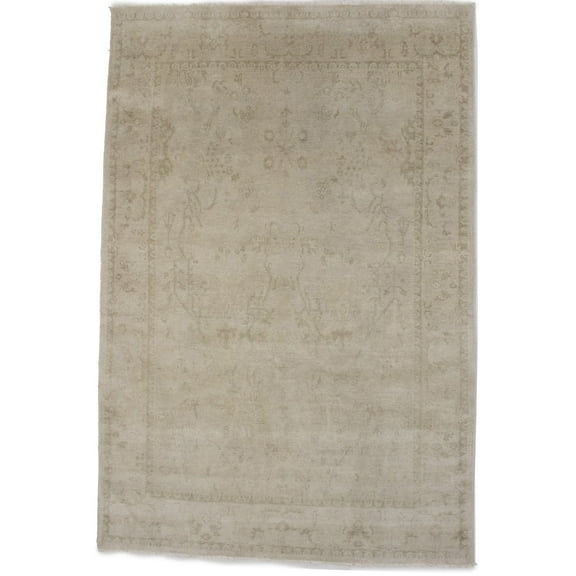 Transitional Muted Beige 6X8 Oriental Area Rug Carpet