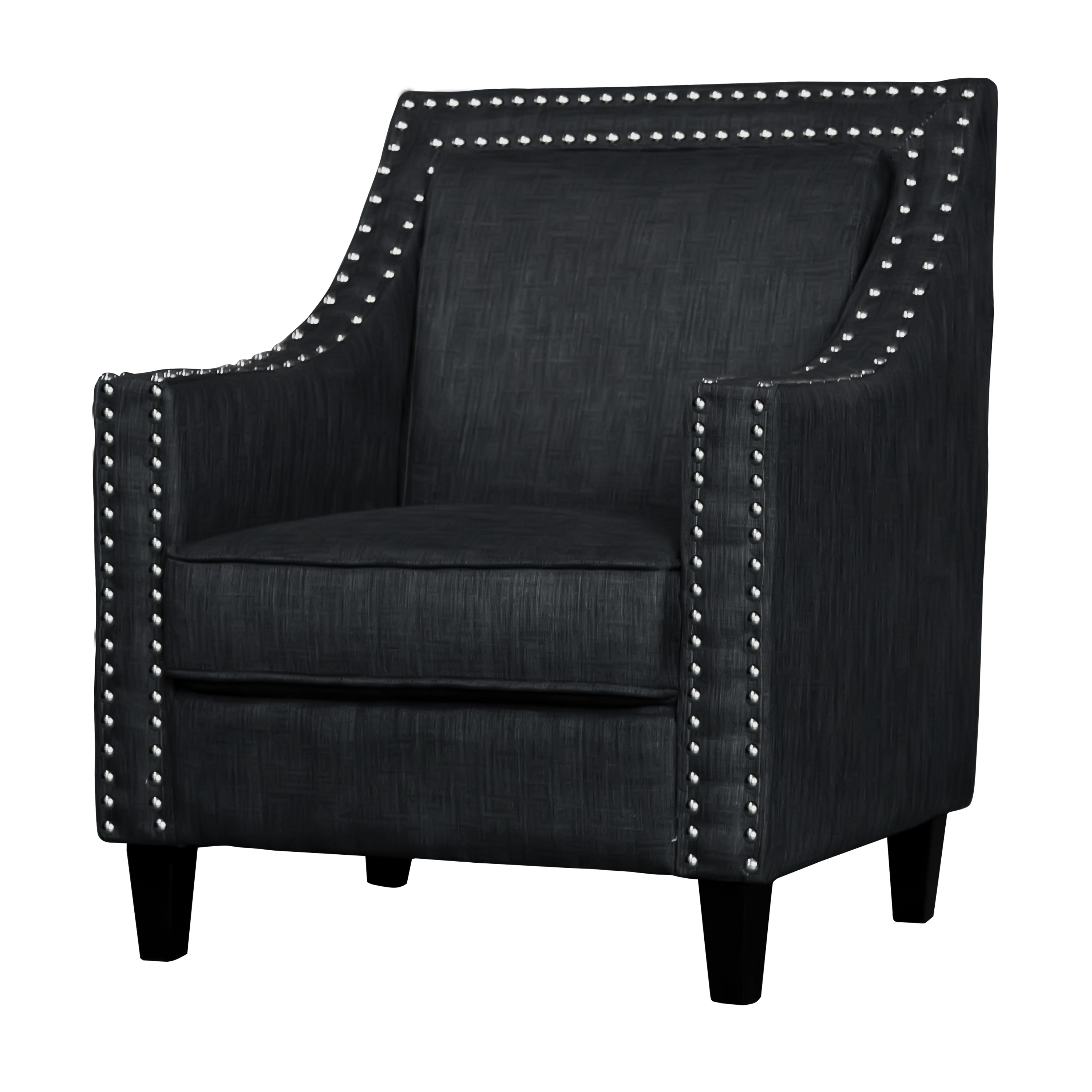 Transitional Nailhead Trim Accent ChairDark Gray