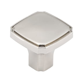 Transitional Nickel Cabinet Hardware Knob, 1-3/8 Inch Overall Length