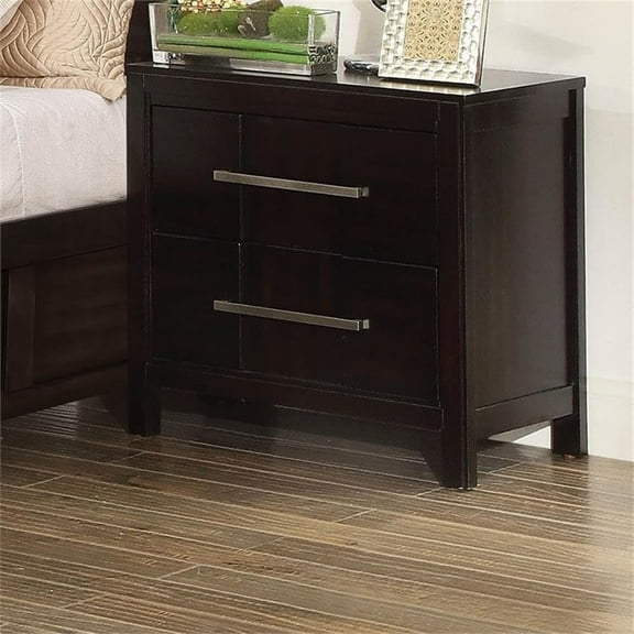 Transitional Nightstand with 2-Drawer,Espresso