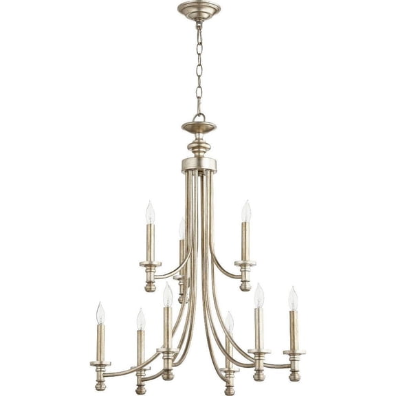 Transitional Nine Light Chandelier-Aged Silver Leaf Finish Bailey Street Home 183-Bel-2534820