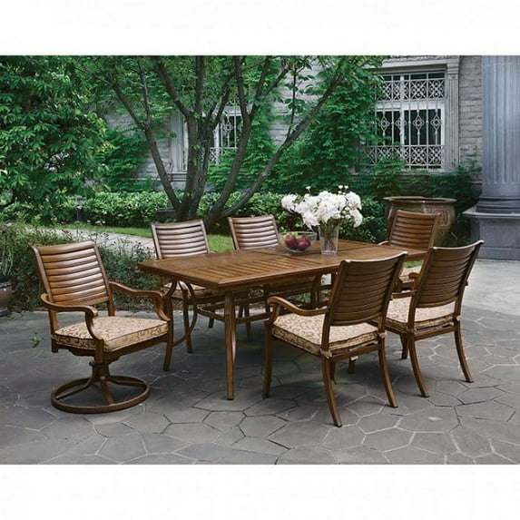 Transitional Patio Dining Table, Brown