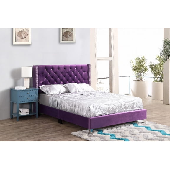 Transitional Purple Full Bed Offering Sturdy Construction and 50"H x 60"W x 80"D Dimensions