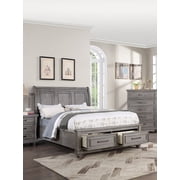 Transitional Queen Size Bed 1pc Bedroom Furniture Plywood MDF Sleigh 3-Panel Design Headboard Footboard w Drawers Veneer