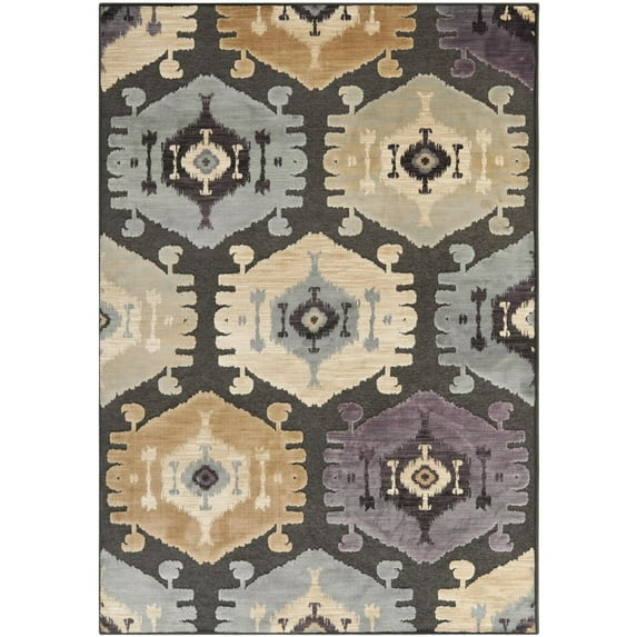 Transitional Rug - Paradise -Charcoal/Multi-Color:Charcoal/Multi,Design:Transitional,Shape:Rectangle,Size:7'6"L x 5'3" W