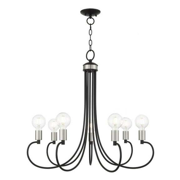 Transitional Seven Light Chandelier-Black/Brushed Nickel Finish Bailey Street Home 218-Bel-4188487