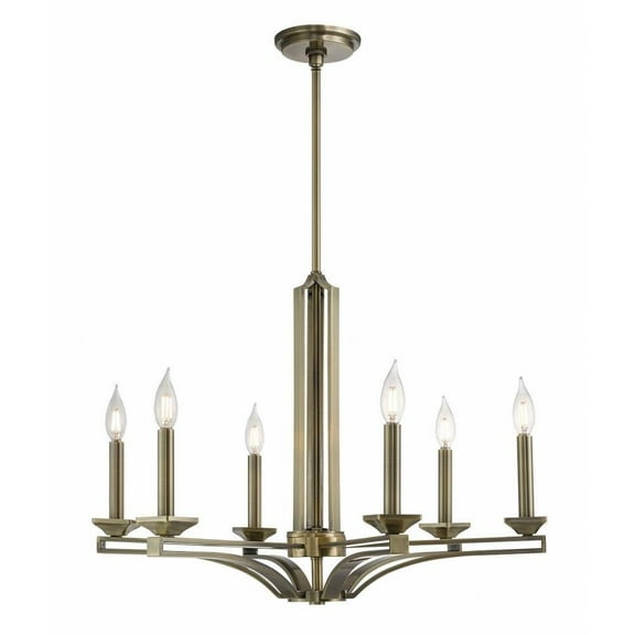 Transitional Six Light Chandelier-Antique Brass Finish Bailey Street Home 218-Bel-2512994