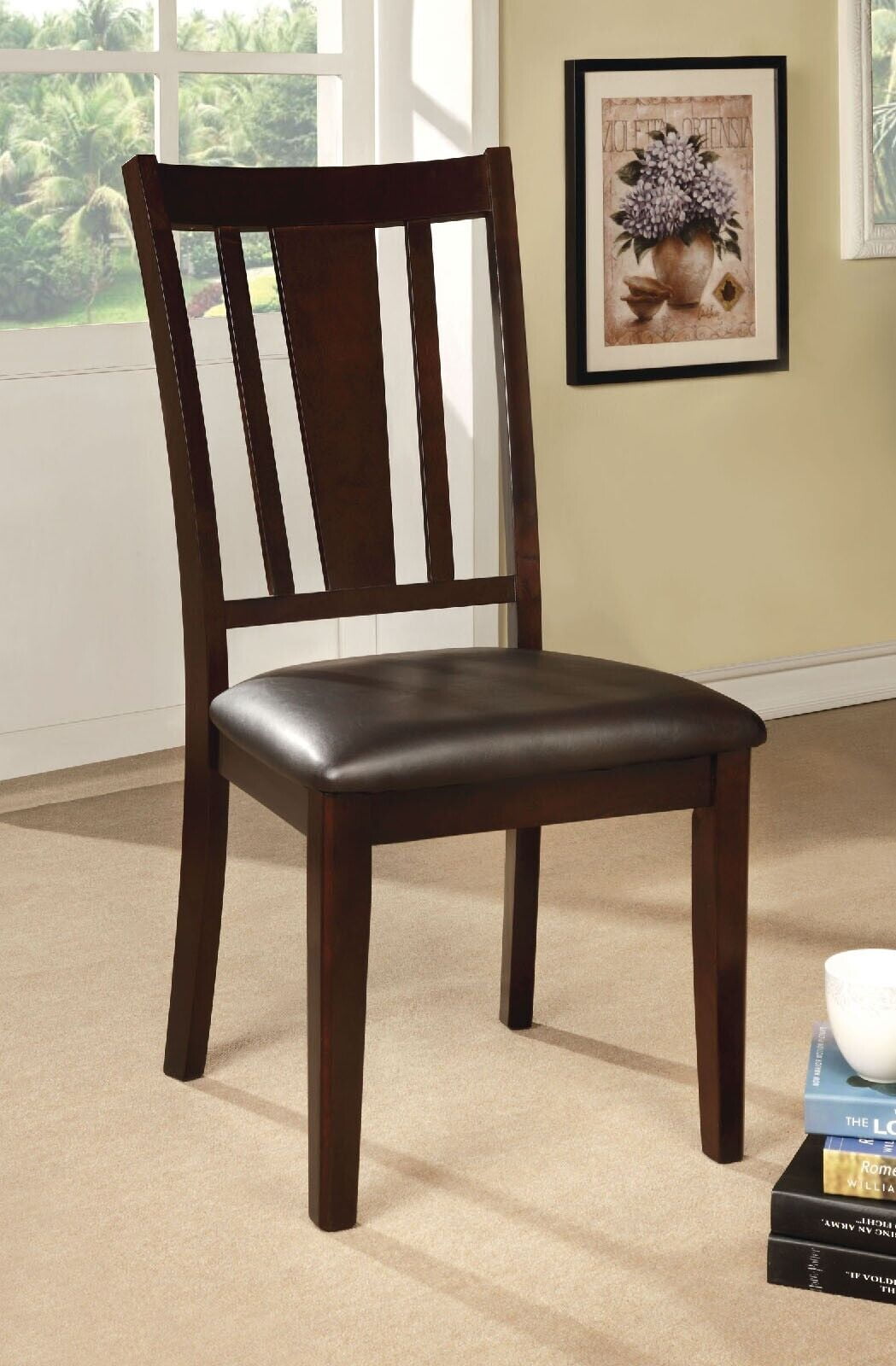 Transitional Solid wood 6pc Dining Chairs Espresso Padded Seat ...