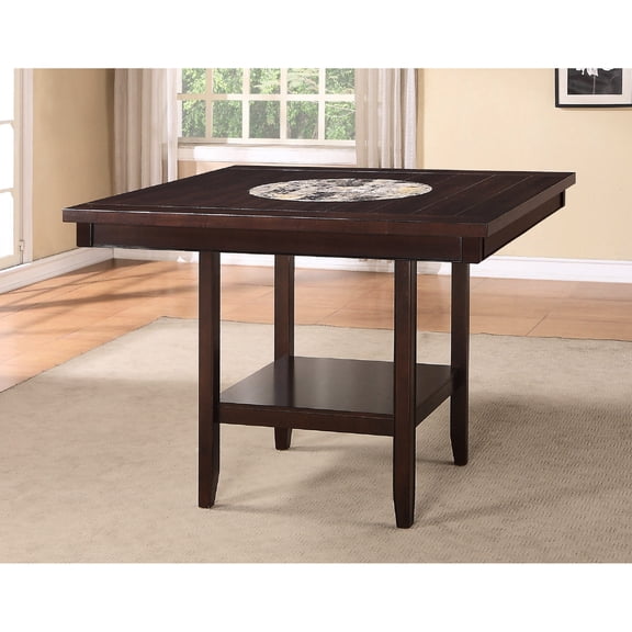 Transitional Square Wood Dining Table with Espresso Finish and Lazy Susan - Ideal for Casual Dining