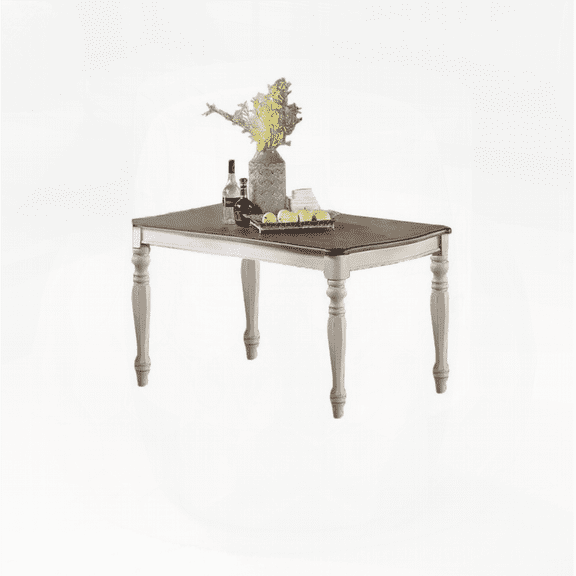 Transitional Style 1pc Dining Table in Antique White with Oak Top for Kitchen & Dining Room
