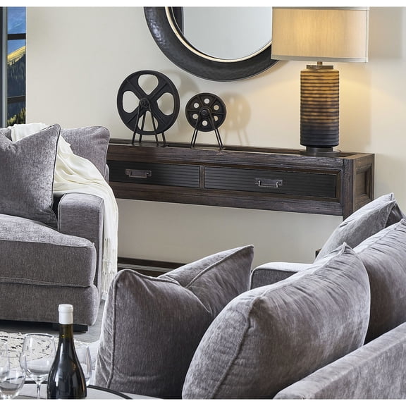 Transitional Style 60" Pine Sofa Table with Shelf - Ideal for Entryway Décor