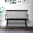 Transitional Style Black Curved Design Spindle Back Bench with Splayed