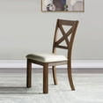 thumbnail image 1 of Transitional Style Brown Finish Side Chairs Set of 6, Beige Fabric Upholstered Seat Dining Furniture, 1 of 4