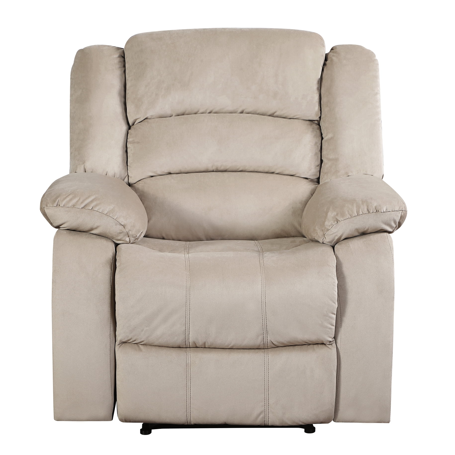 Transitional Style Chair With Lumbar And - Beige Microfiber Recliner ...