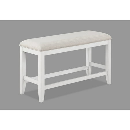 Transitional Style Counter Bench | Used at Kitchen Countertops | Solid Frame with White Finish | Adds Practicality to Dining Area