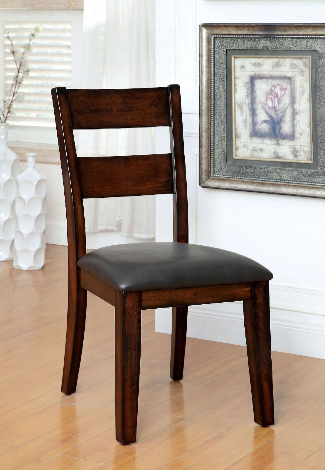 Transitional Style Dark Cherry Color Solidwood Chairs Dining Room