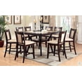 thumbnail image 1 of Transitional Style Dual Tone Ivory & Dark Cherry 9pc Set Dining Room Counter Height Table w Shelf 8x Side Chairs Dining Faux Marble Padded Chairs, 1 of 8